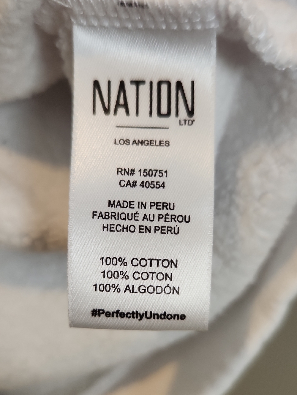 Nation Bane Sweatshirt Tee in White Size XS - Picture 8 of 11
